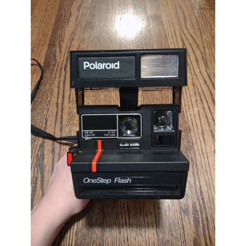 Vintage Polaroid OneStep Flash 600 Instant Film Camera Black w/Strap (UK Made)